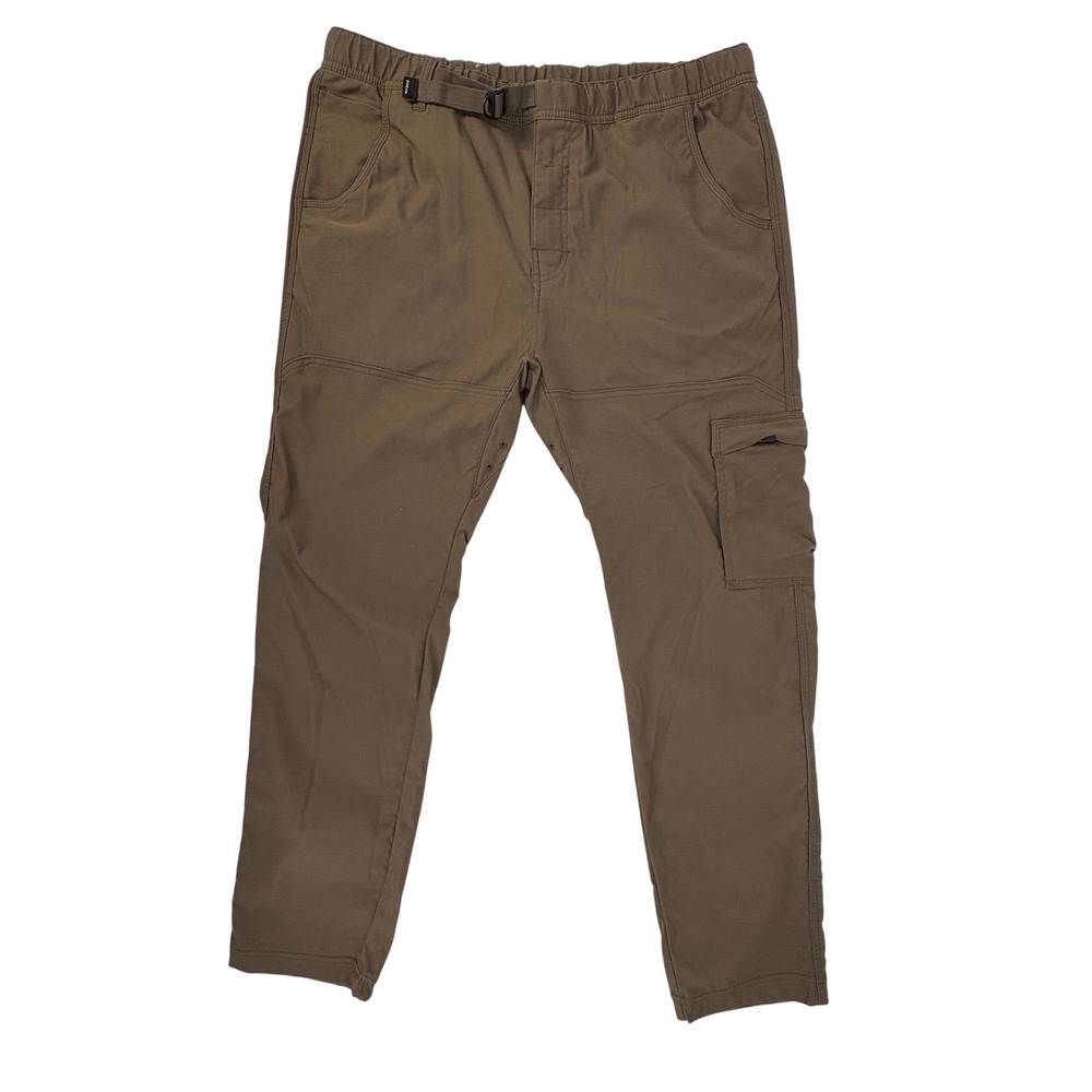 Prana Zion Stretch Cargo Pants Mens XL Brown Standard Fit Hiking Climbing Belted